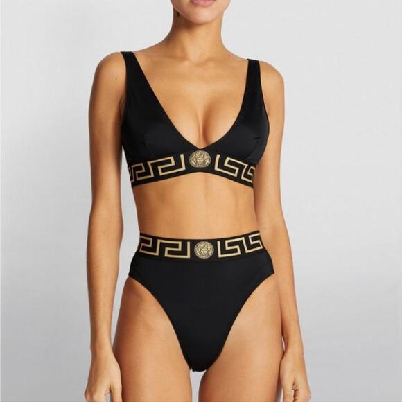 VERSACE Medusa Greca logo triangle bikini top L - Picture 2 of 4